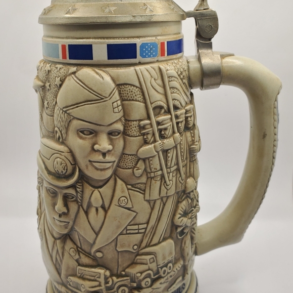 Vintage Tribute to the American Armed Forces Stein Mug Navy Army Marines Avon - Picture 3 of 8